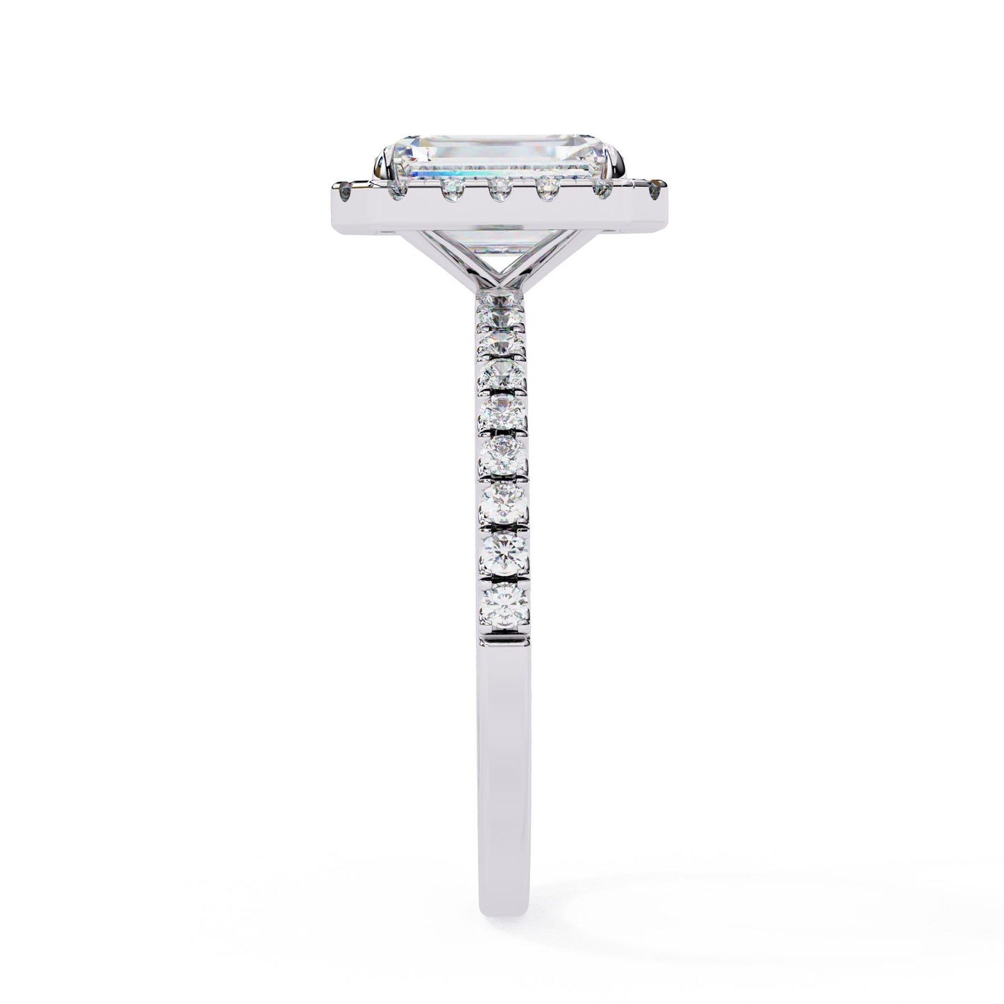 Classic Emerald Diamond Halo Engagement Ring