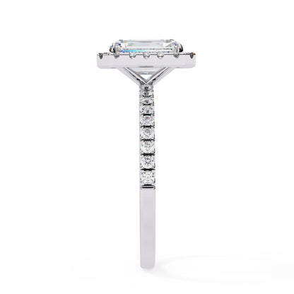Classic Emerald Diamond Halo Engagement Ring