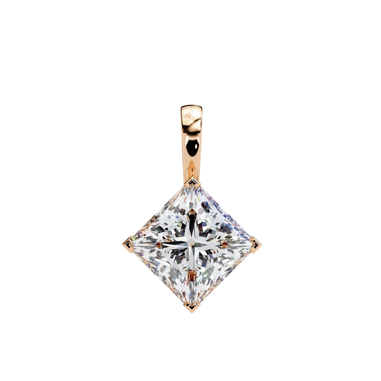 Lab Grown Princess Cut Diamond Basket Pendant