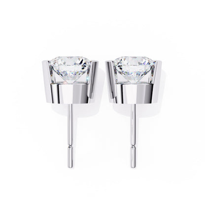 Lab Grown Round Diamond Half bezel Set Earrings