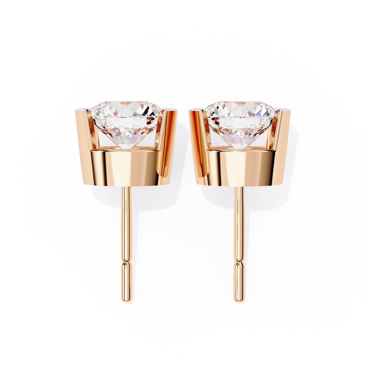 Lab Grown Round Diamond Half bezel Set Earrings