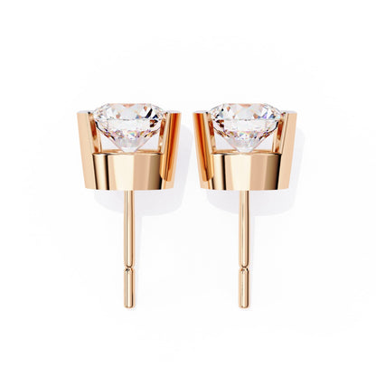 Lab Grown Round Diamond Half bezel Set Earrings