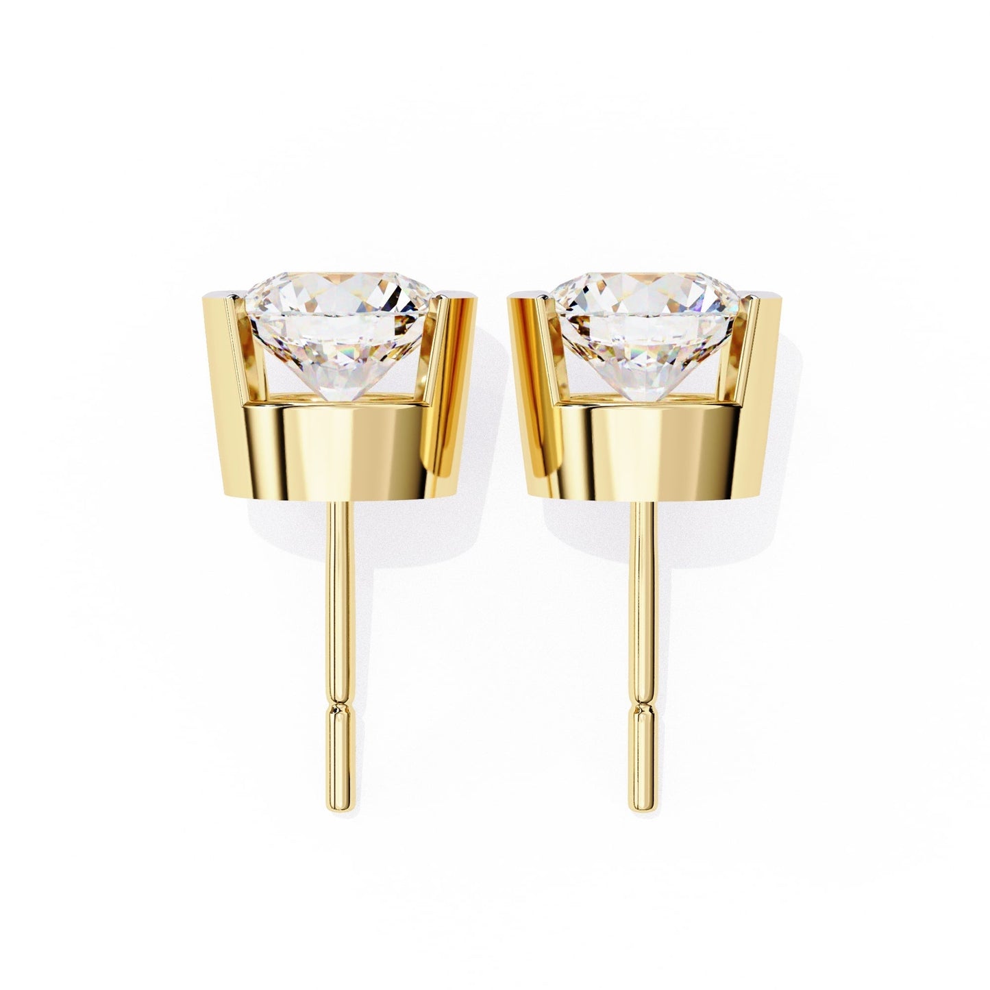 Lab Grown Round Diamond Half bezel Set Earrings