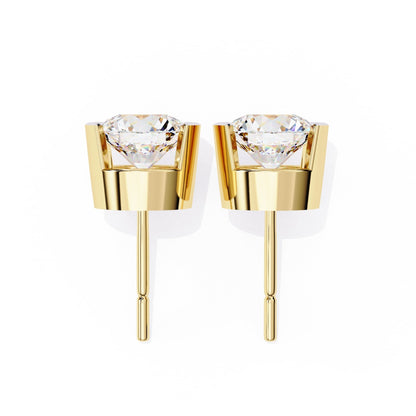 Lab Grown Round Diamond Half bezel Set Earrings