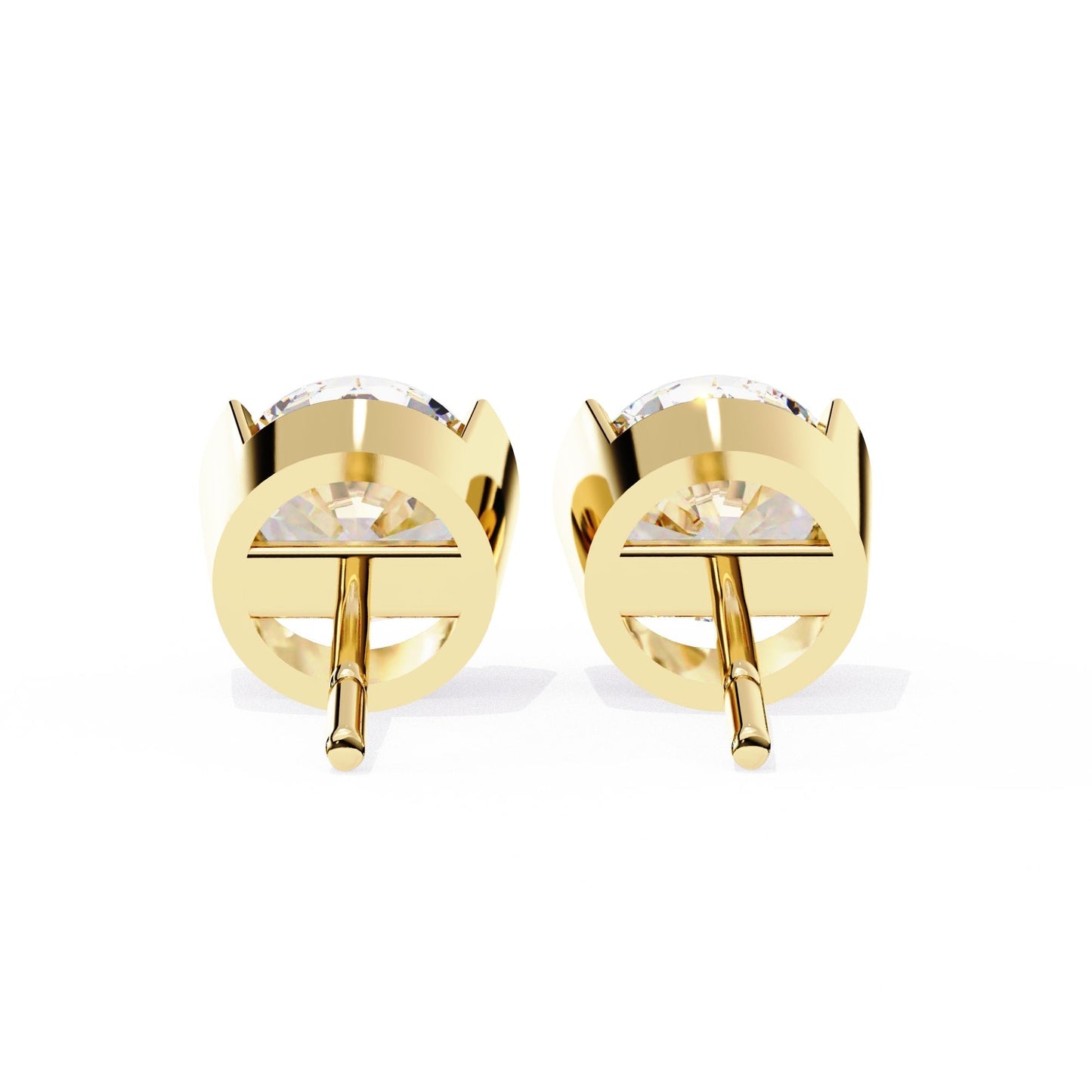 Lab Grown Round Diamond Half bezel Set Earrings