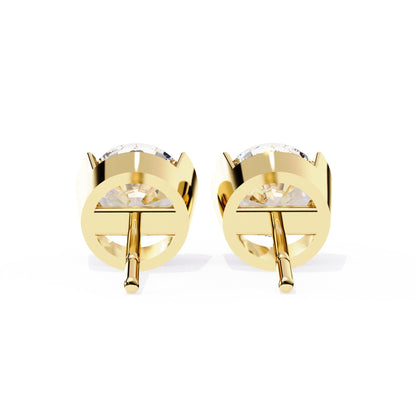 Lab Grown Round Diamond Half bezel Set Earrings