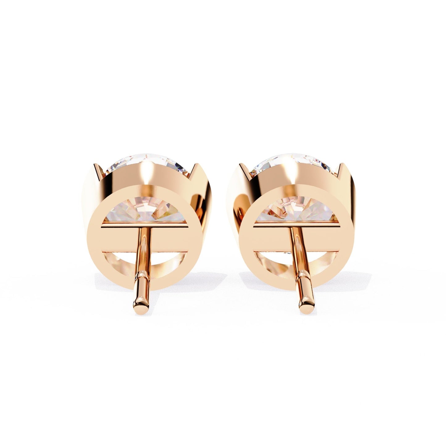 Lab Grown Round Diamond Half bezel Set Earrings