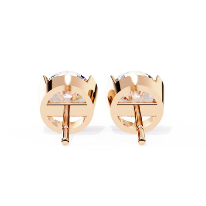 Lab Grown Round Diamond Half bezel Set Earrings