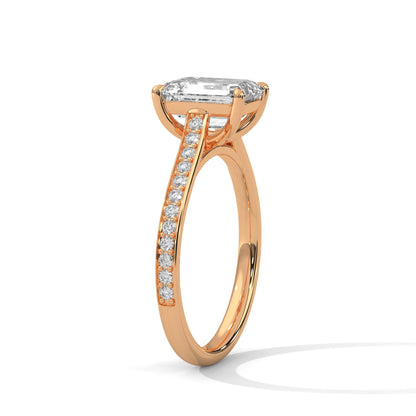 Emerald Cut Lab Diamond Solitaire Ring With Accent