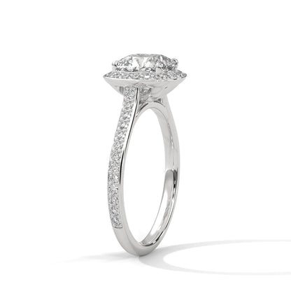 Cushion Cut Lab Grown Diamond Ring With Halo