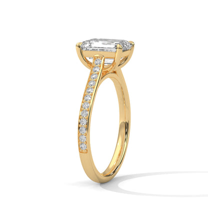 Emerald Cut Lab Diamond Solitaire Ring With Accent