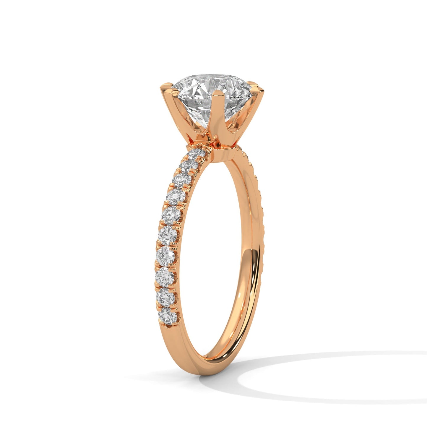2 Carat Round Lab Diamond Solitaire Accent Engagement Ring