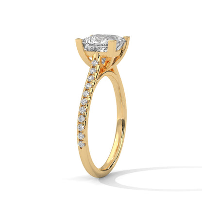 2 Carat Princess Lab Diamond Solitaire Accent Ring