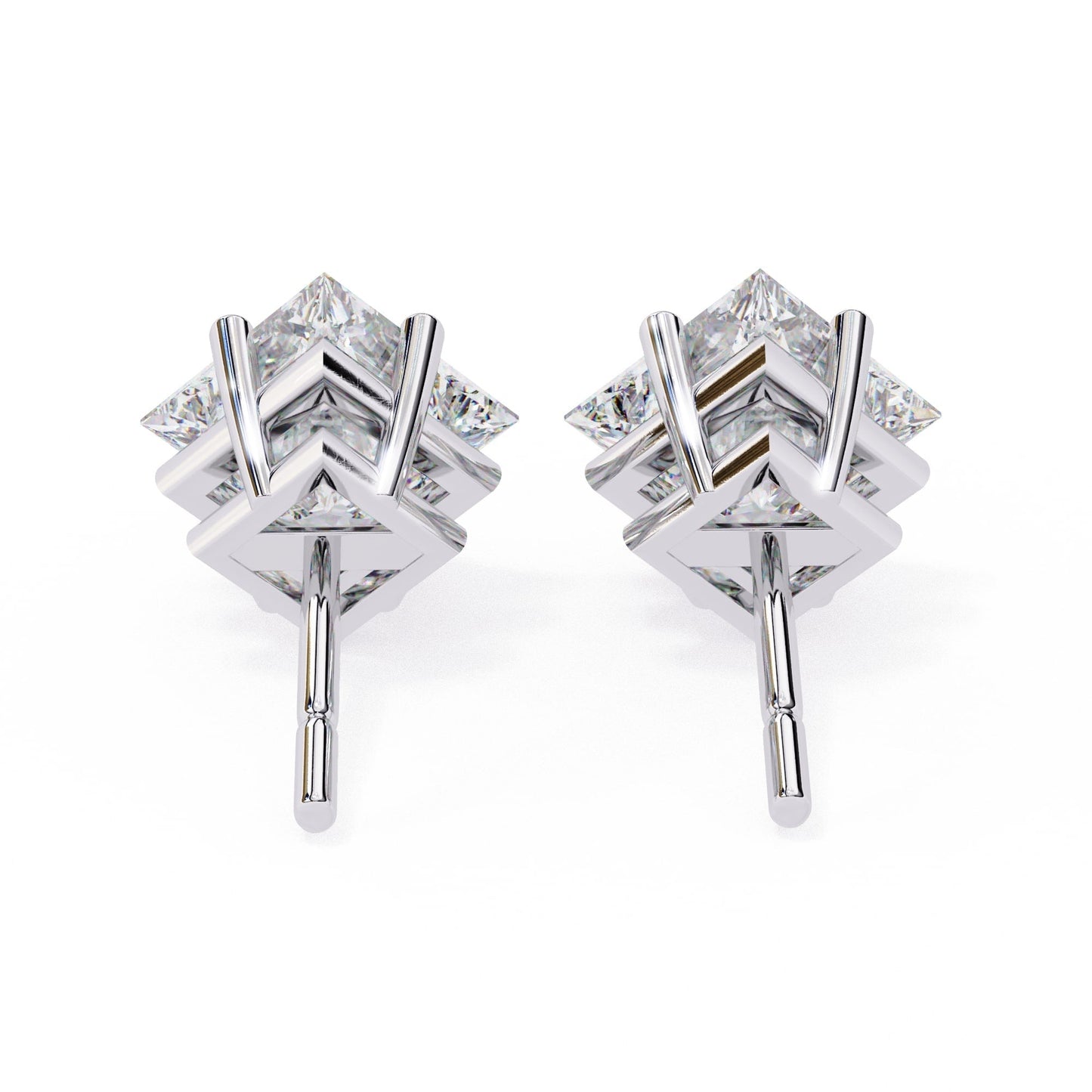 Princess cut Lab Grown Diamond Stud Earrings