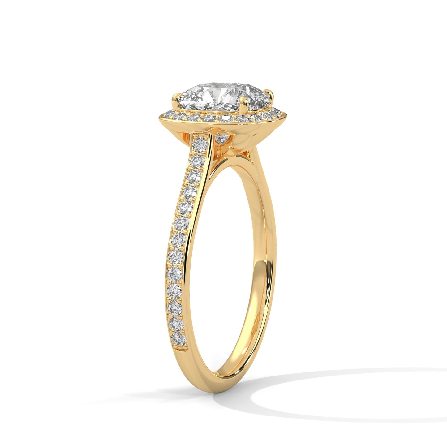 Cushion Cut Lab Grown Diamond Ring With Halo