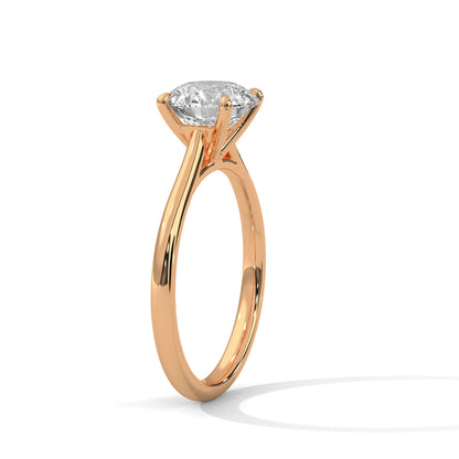 Round Cut Solitaire Lab Diamond Engagement Ring