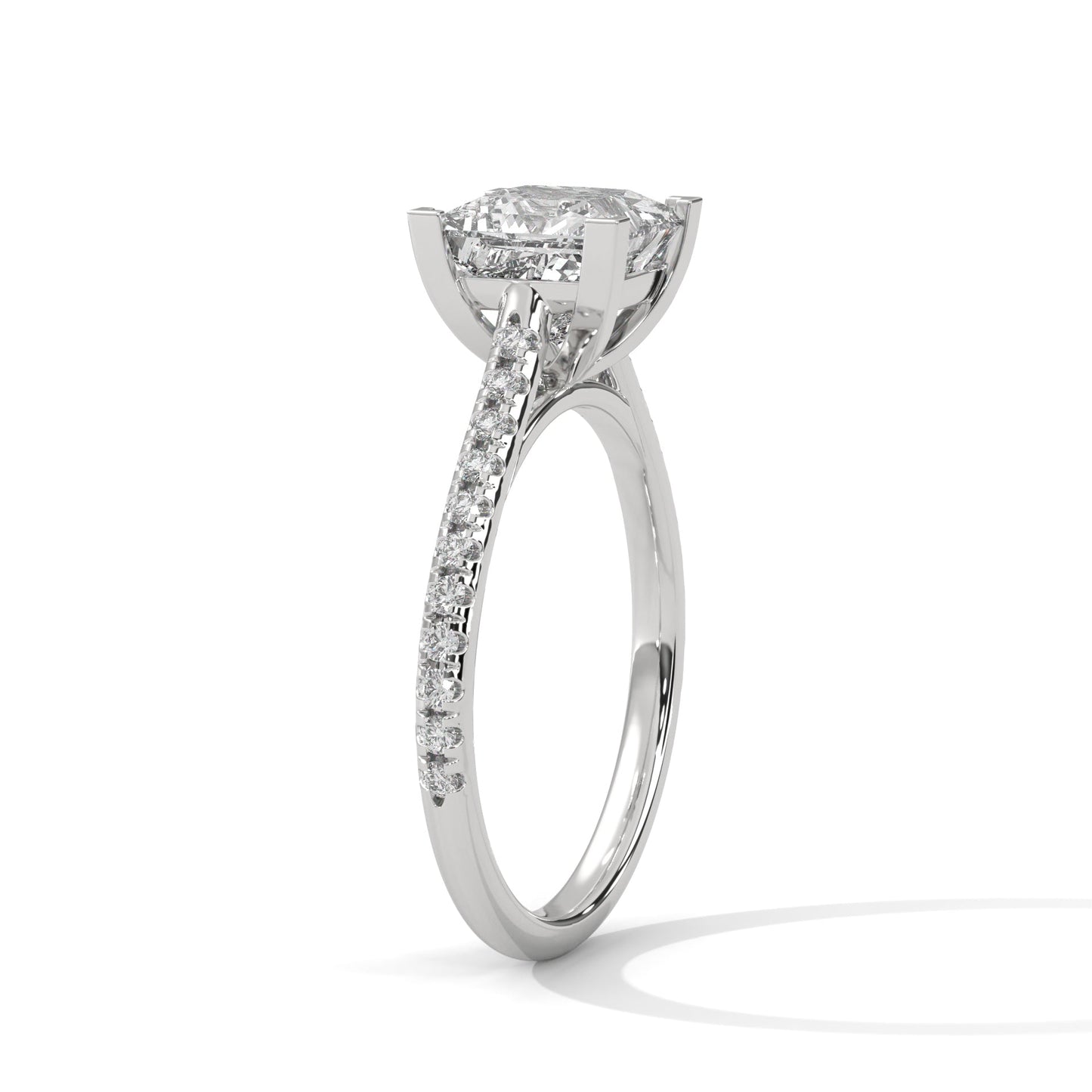 2 Carat Princess Lab Diamond Solitaire Accent Ring