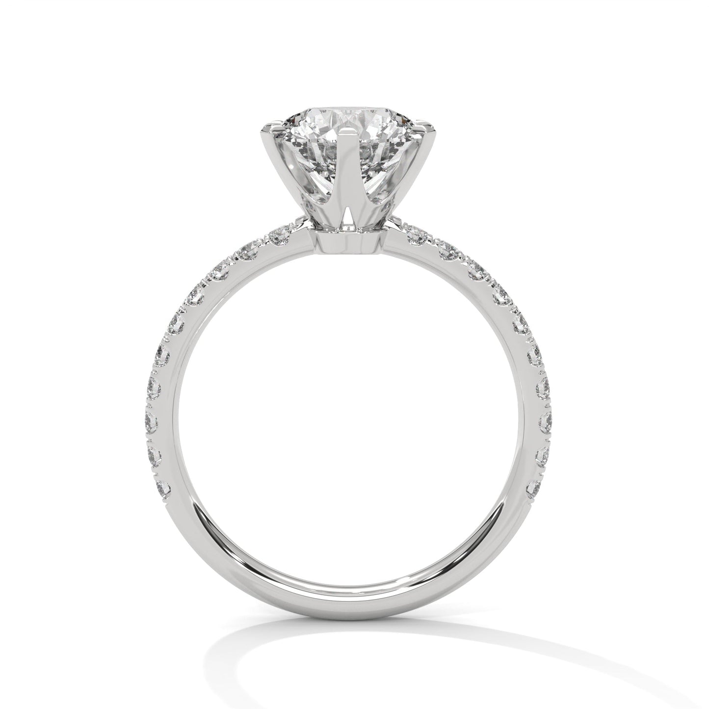 2 Carat Round Lab Diamond Solitaire Accent Engagement Ring