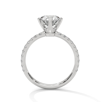 2 Carat Round Lab Diamond Solitaire Accent Engagement Ring