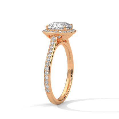 Cushion Cut Lab Grown Diamond Ring With Halo