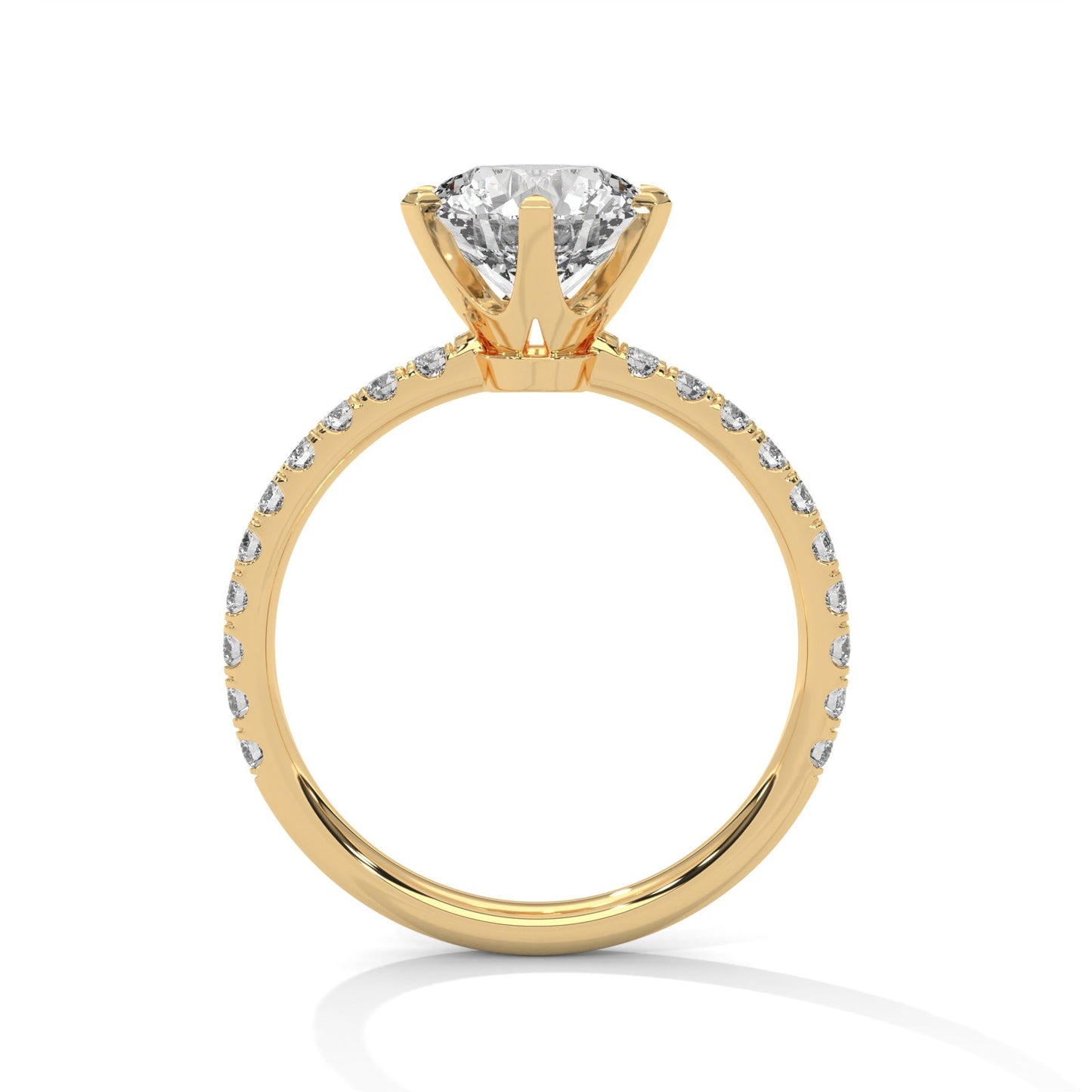 2 Carat Round Lab Diamond Solitaire Accent Engagement Ring