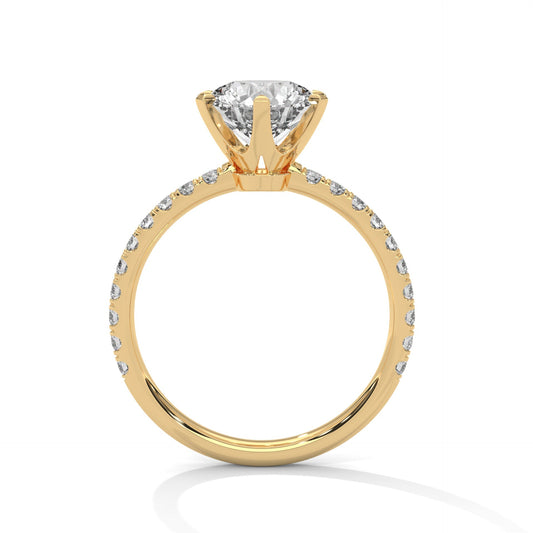 2 Carat Round Lab Diamond Solitaire Accent Engagement Ring