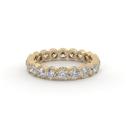 Gold ring with diamonds on a white background