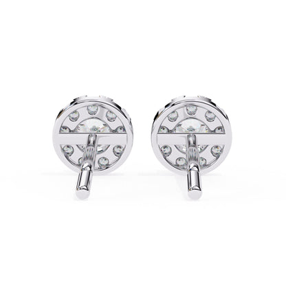 Round Brilliant Cluster Diamond Halo Stud Earrings