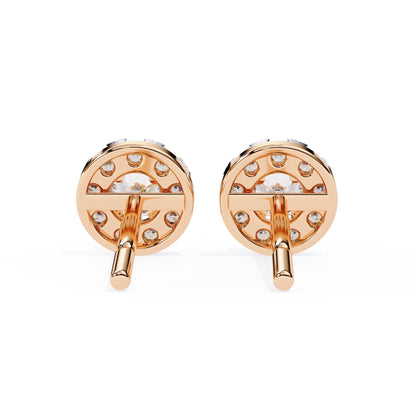 Round Brilliant Cluster Diamond Halo Stud Earrings