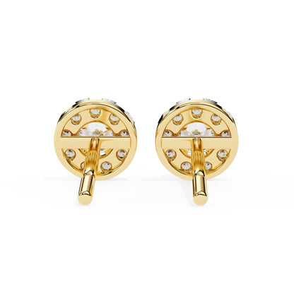 Round Brilliant Cluster Diamond Halo Stud Earrings