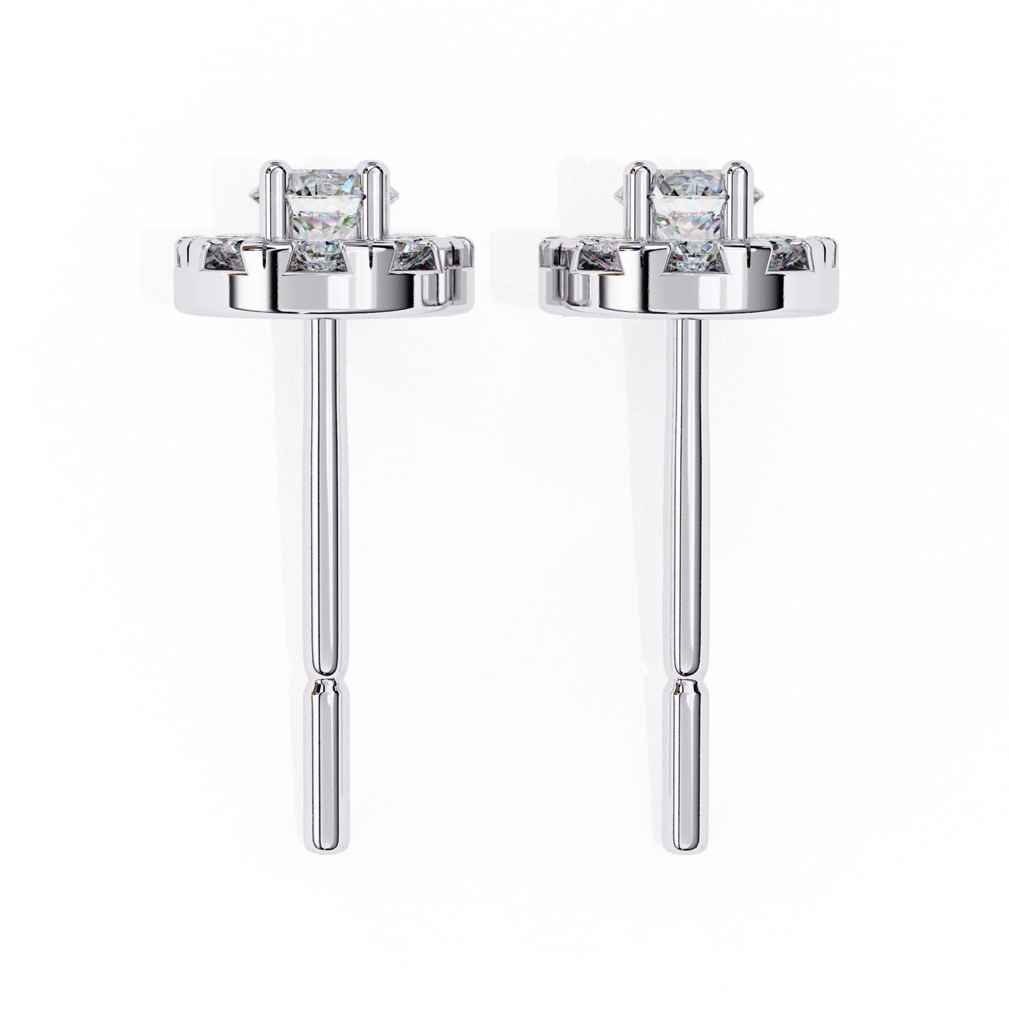Round Brilliant Cluster Diamond Halo Stud Earrings