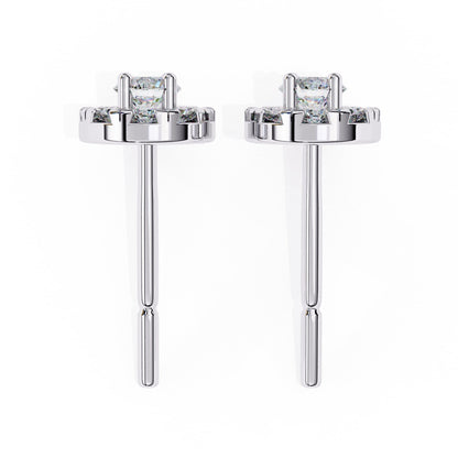 Round Brilliant Cluster Diamond Halo Stud Earrings