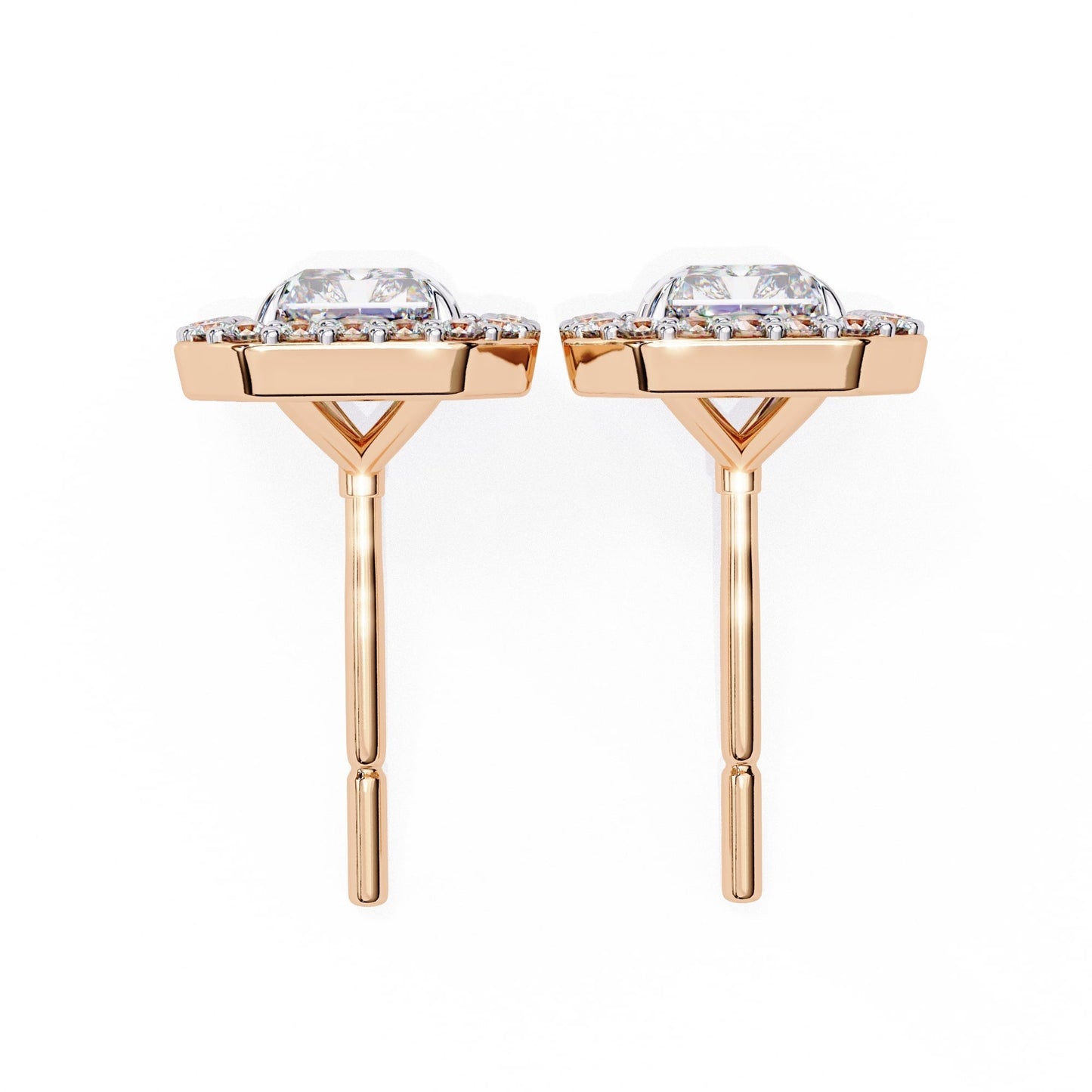 Radiant Lab Grown Diamond Halo Stud Earrings
