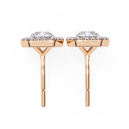 Radiant Lab Grown Diamond Halo Stud Earrings