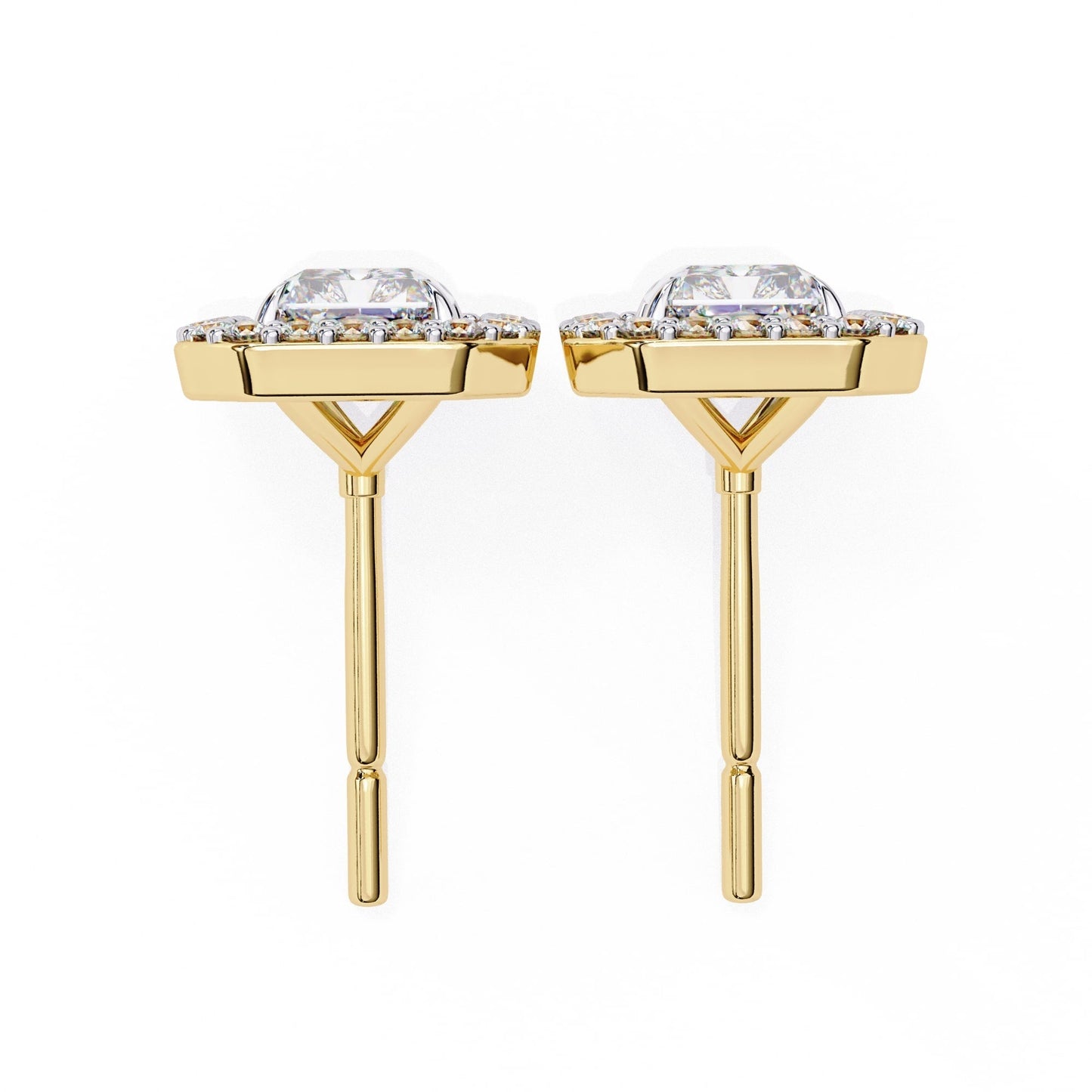 Radiant Lab Grown Diamond Halo Stud Earrings