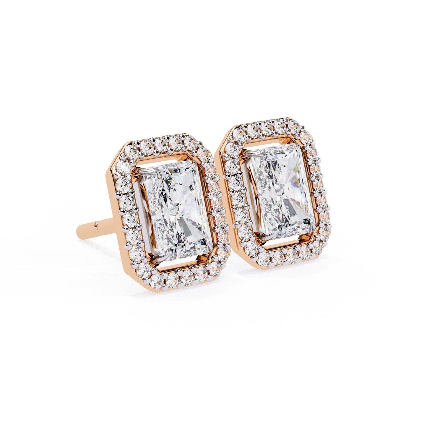 Radiant Lab Grown Diamond Halo Stud Earrings
