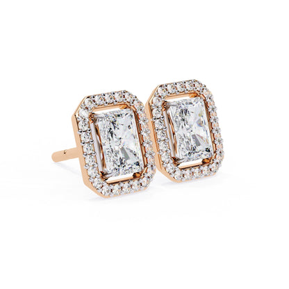 Radiant Lab Grown Diamond Halo Stud Earrings