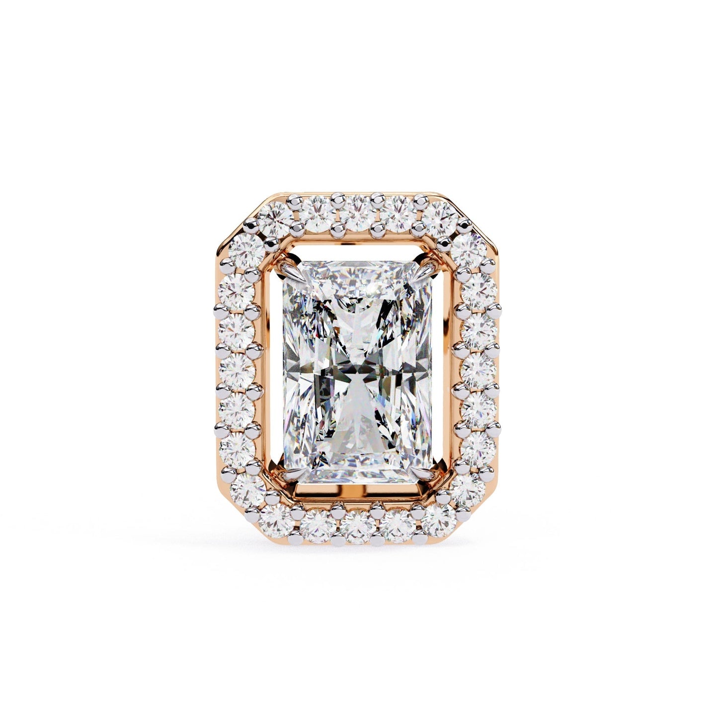 Radiant Lab Grown Diamond Halo Stud Earrings