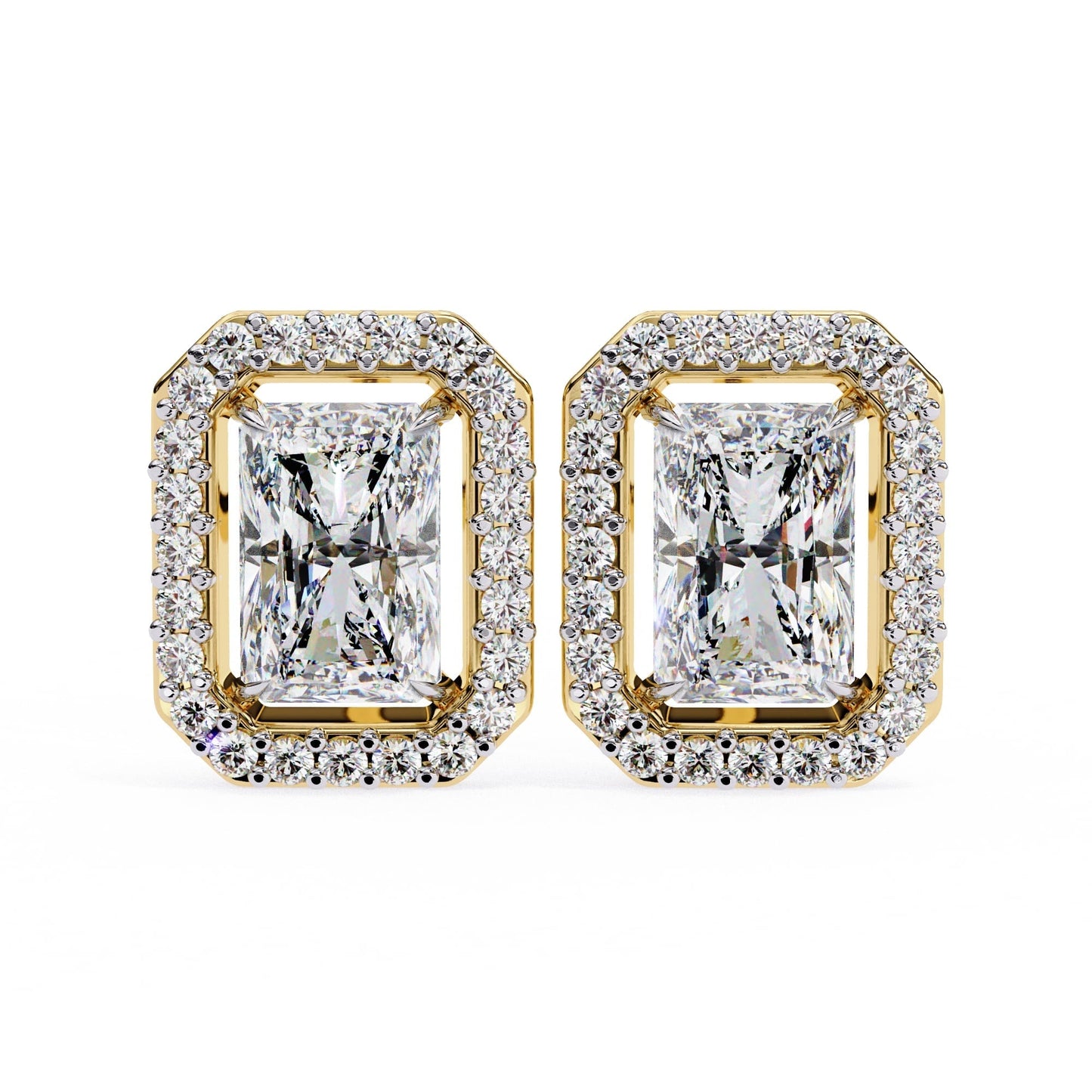 Radiant Lab Grown Diamond Halo Stud Earrings