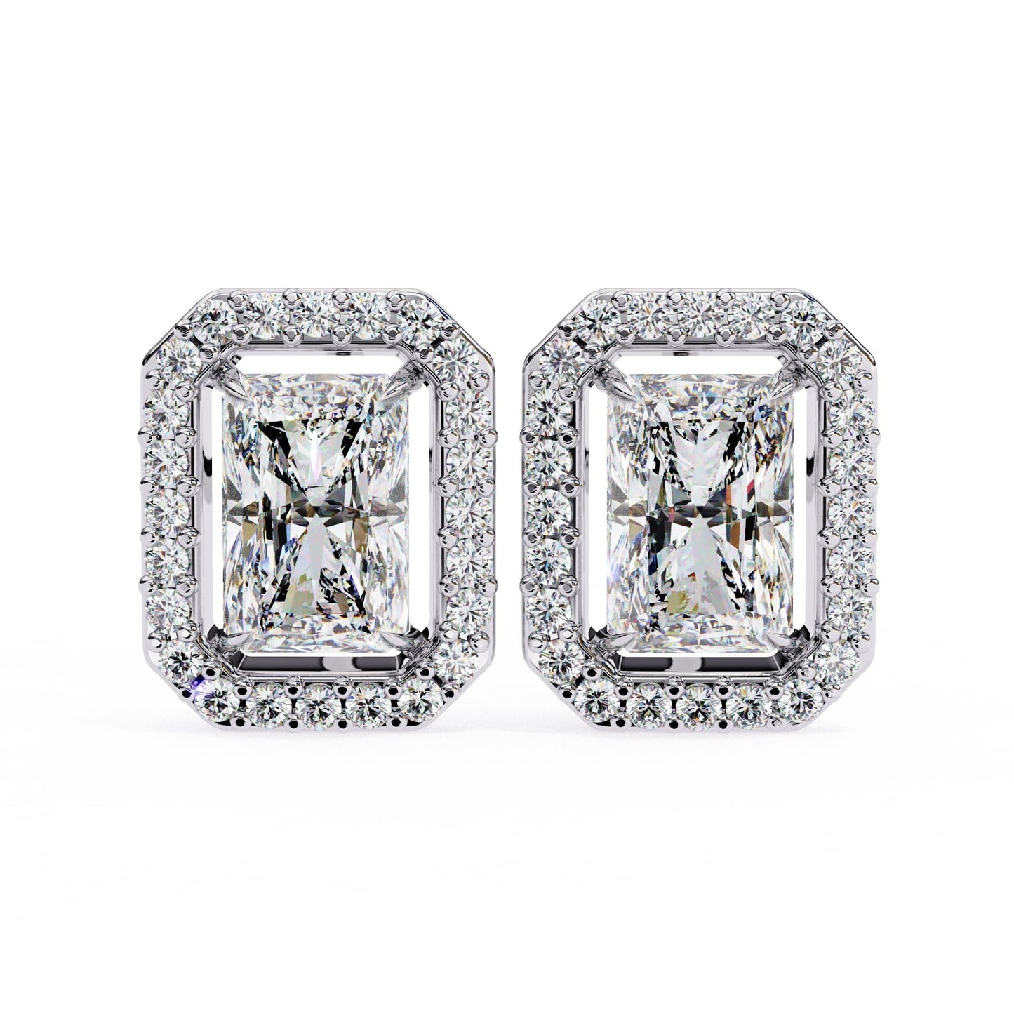 Radiant Lab Grown Diamond Halo Stud Earrings