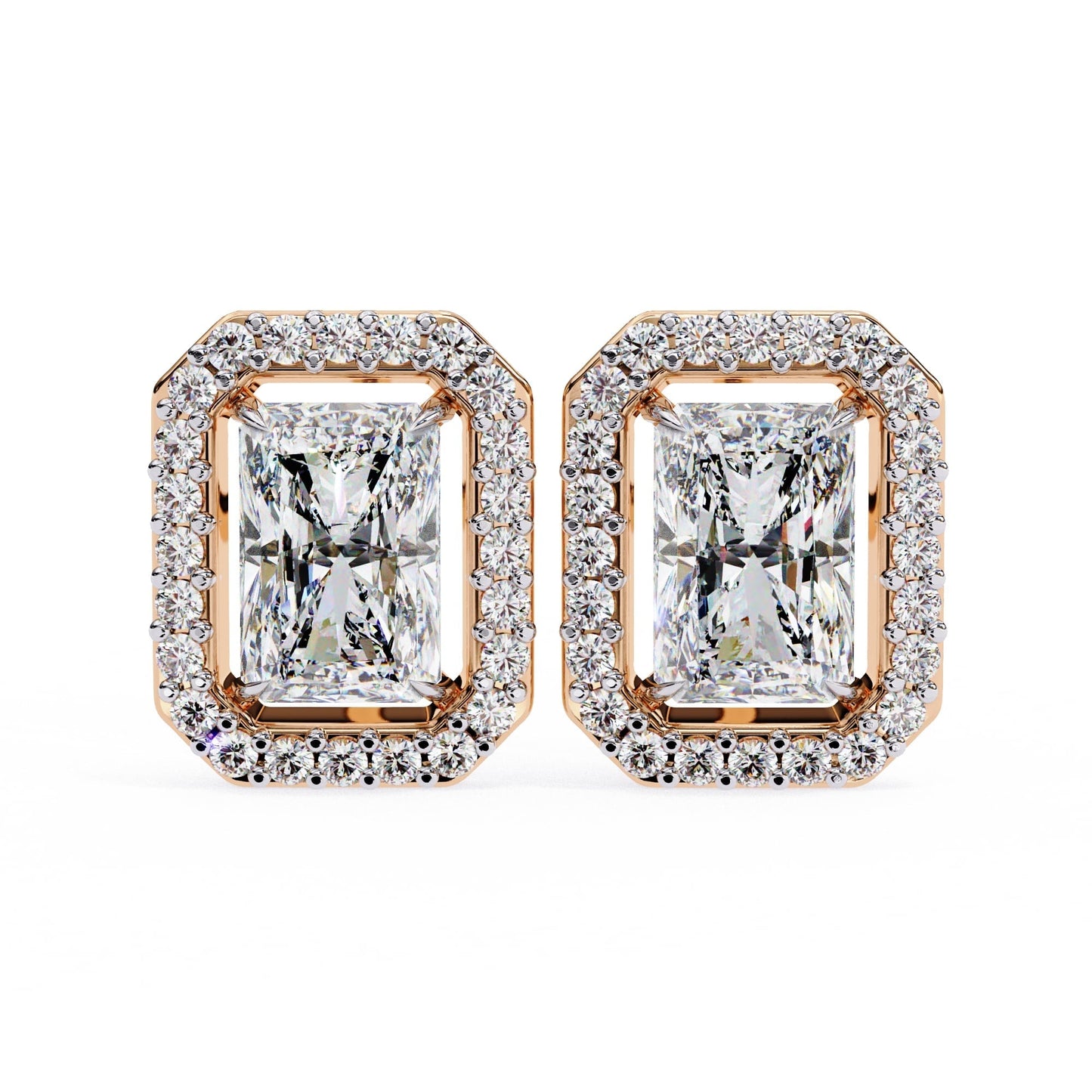Radiant Lab Grown Diamond Halo Stud Earrings