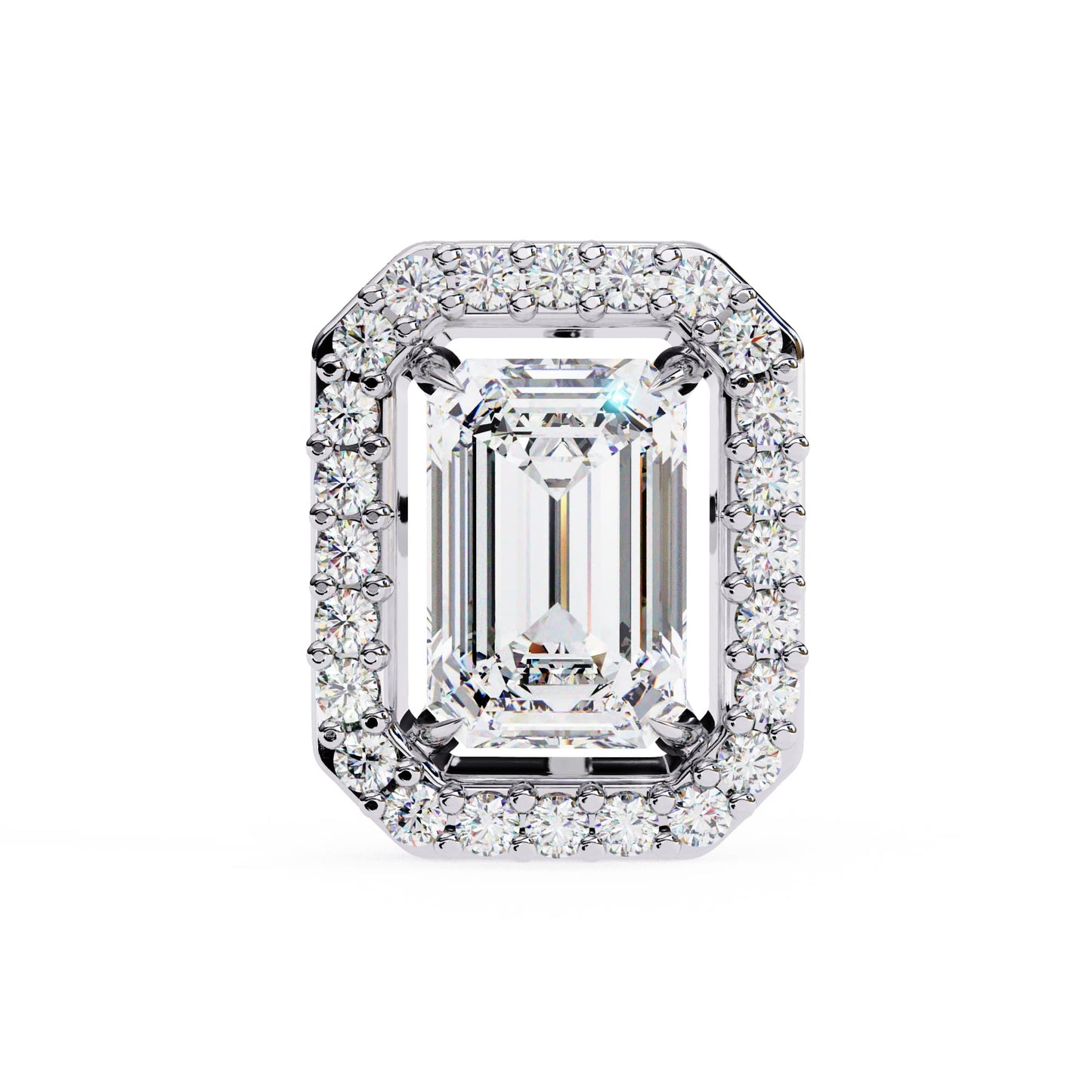 Halo Emerald Lab Diamond Stud Earrings