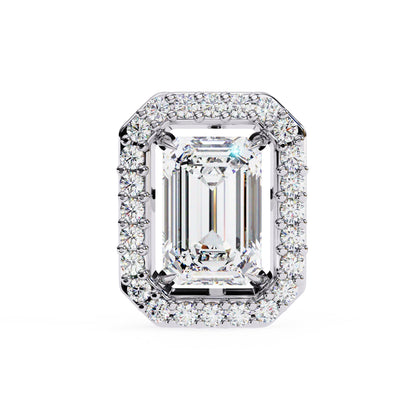 Halo Emerald Lab Diamond Stud Earrings