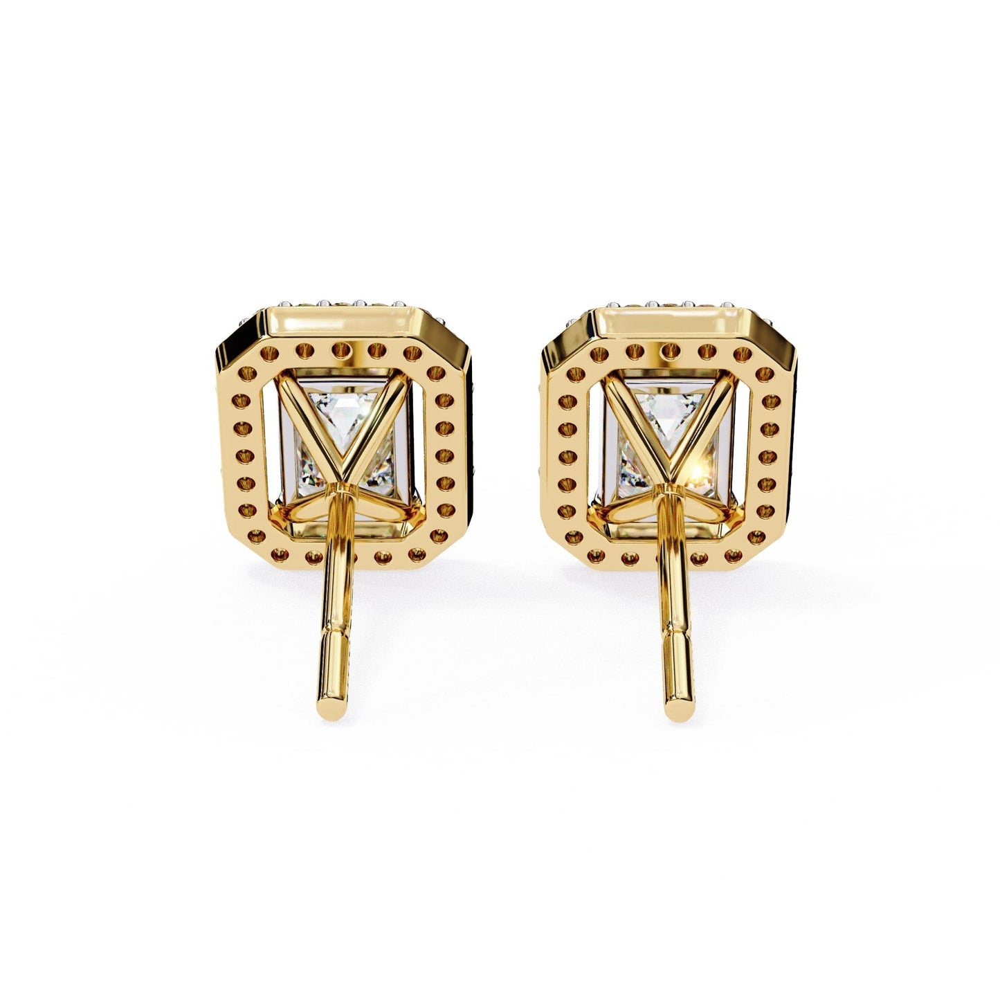 Halo Emerald Lab Diamond Stud Earrings