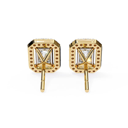 Halo Emerald Lab Diamond Stud Earrings