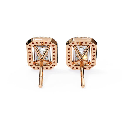 Halo Emerald Lab Diamond Stud Earrings