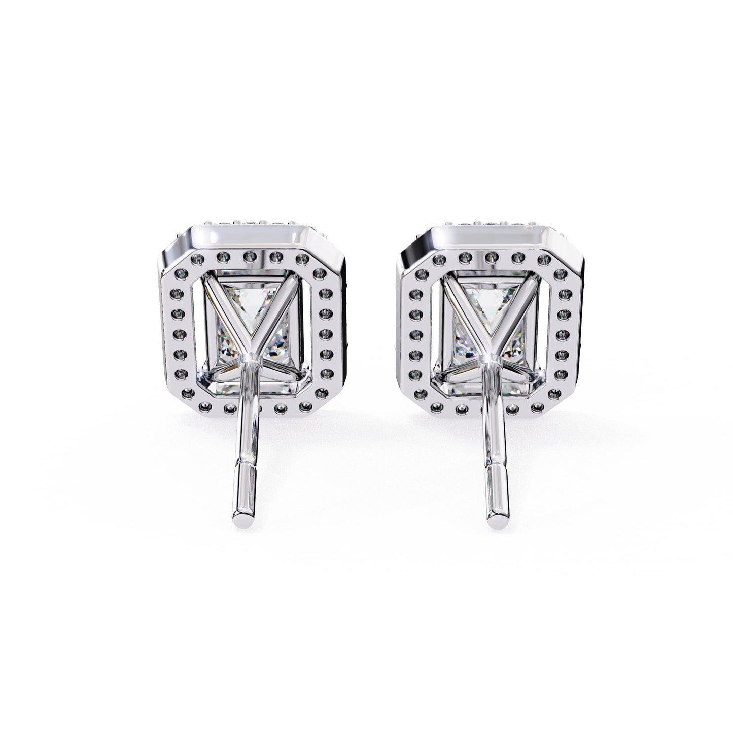 Halo Emerald Lab Diamond Stud Earrings