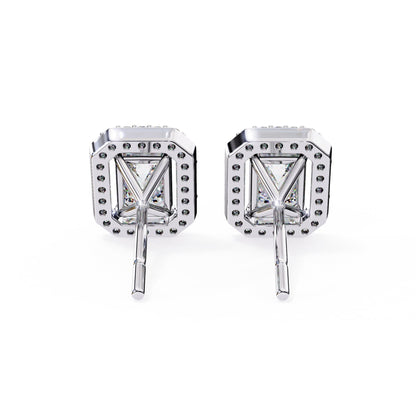 Halo Emerald Lab Diamond Stud Earrings