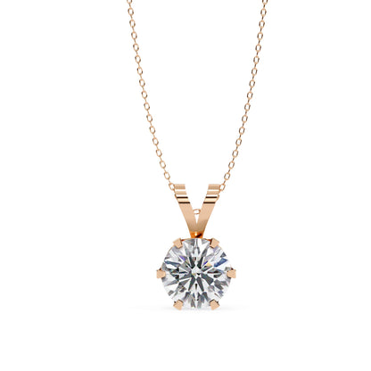 6 Prong Round Lab Grown Diamond Pendant