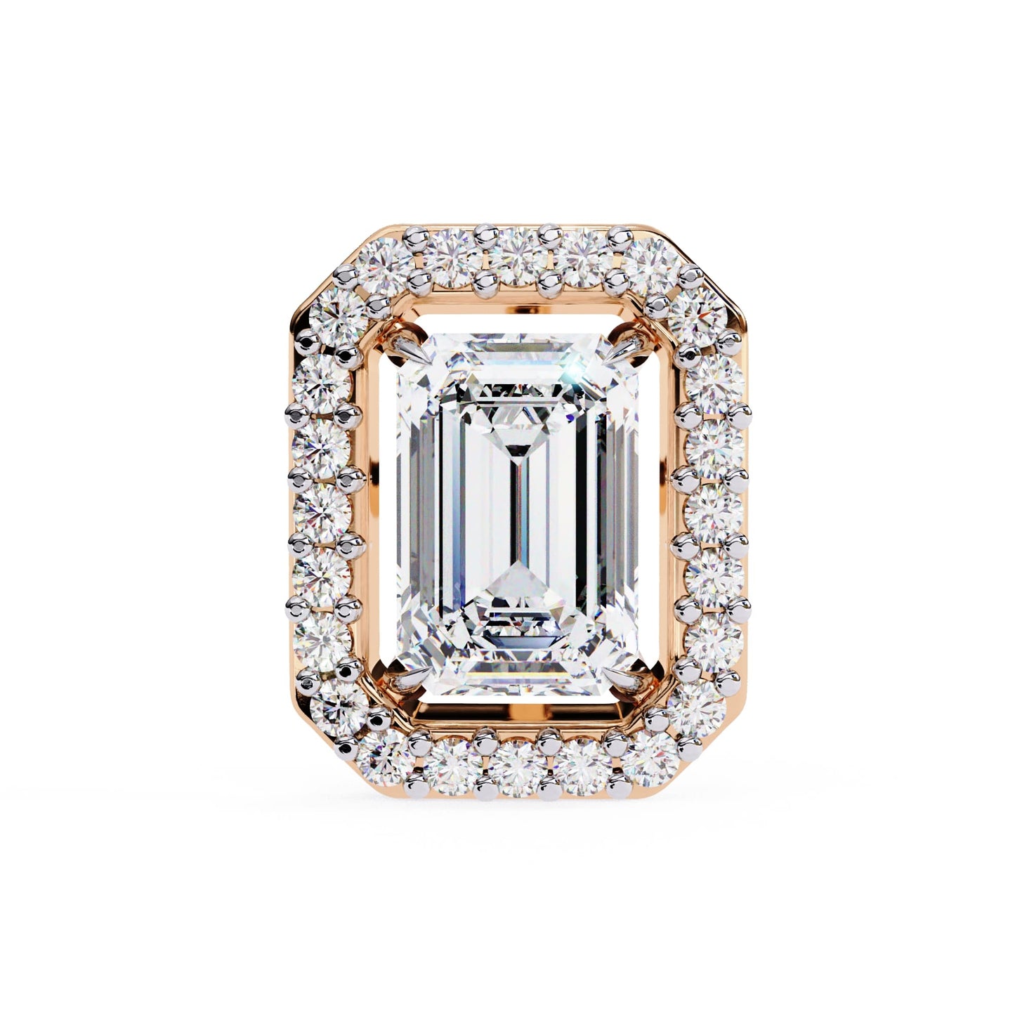 Halo Emerald Lab Diamond Stud Earrings